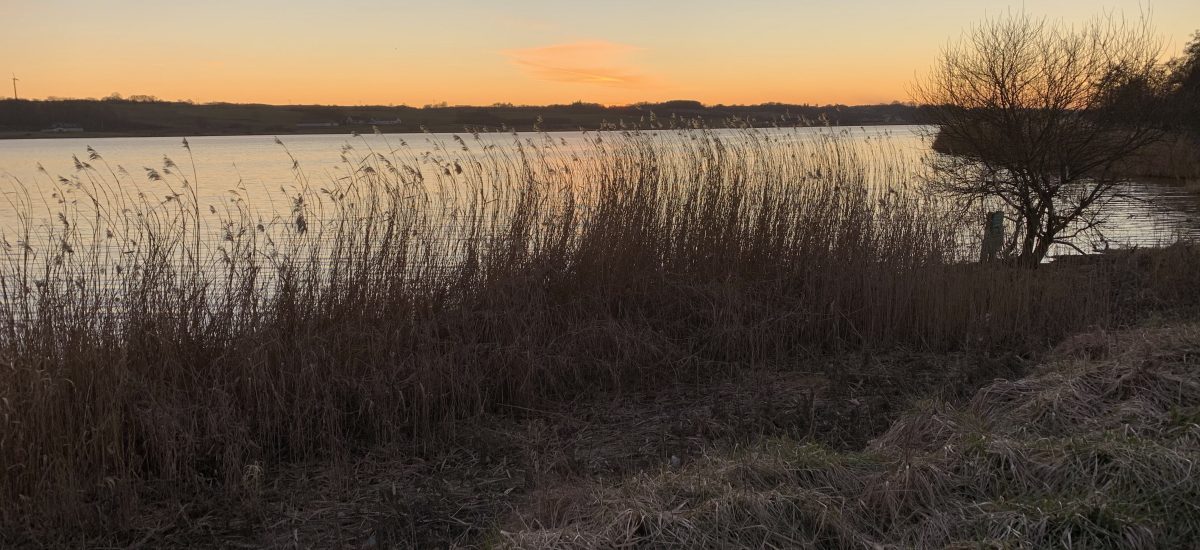 Slib søen solnedgang 2. marts 2021.