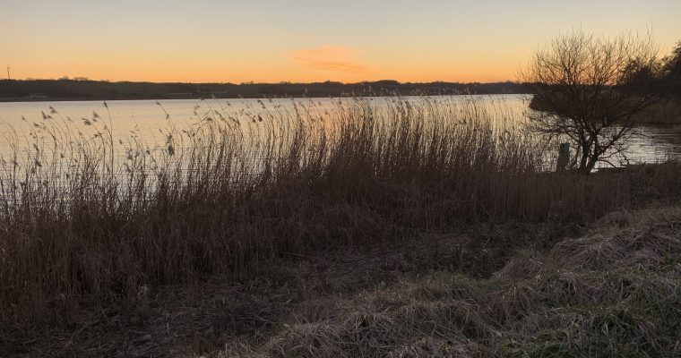 Slib søen solnedgang 2. marts 2021.